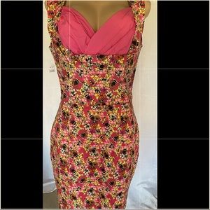MIDI Pink Floral Summer Dress